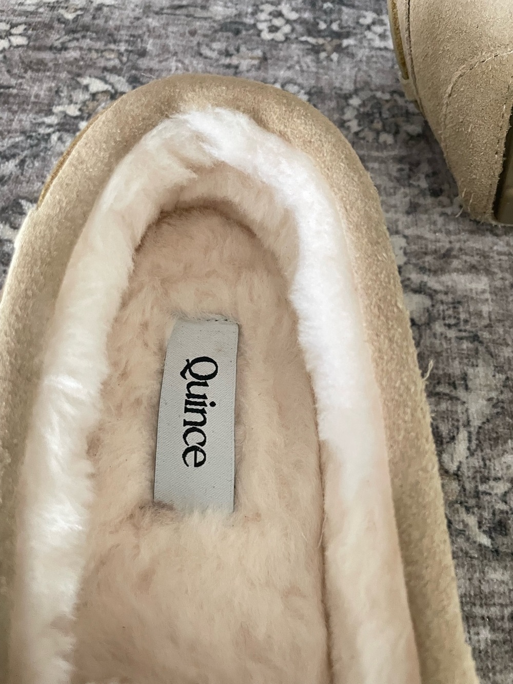 Quince Australian Shearling Moccasin Slipper Tan Suede Size 10 - Picture 6 of 9
